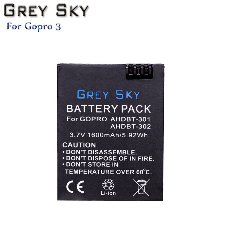3Pcs 1600Mah Hero 3 Gopro Hero3 Batterij Vervanging + Led Dual Usb Charger Voor Gopro Go Pro Hero 3 3 + Camera