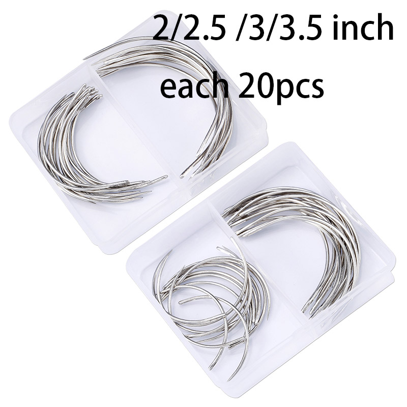 20/40/60/100Pcs C Type Curved Mattress Needles Hand Sewing Home Leather craft Repair Sewing Needle: 4 size each 20pcs