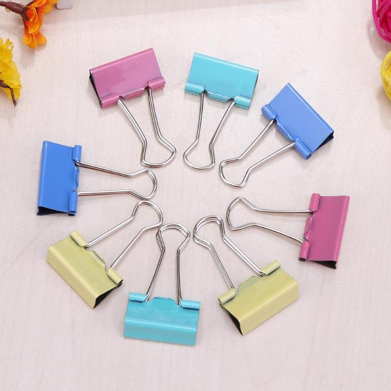 60PCS/lot 15mm Colorful Metal Binder Clips Office Stationery Paper Clip Office Stationery Binding Supplies Stainless Steel clipe