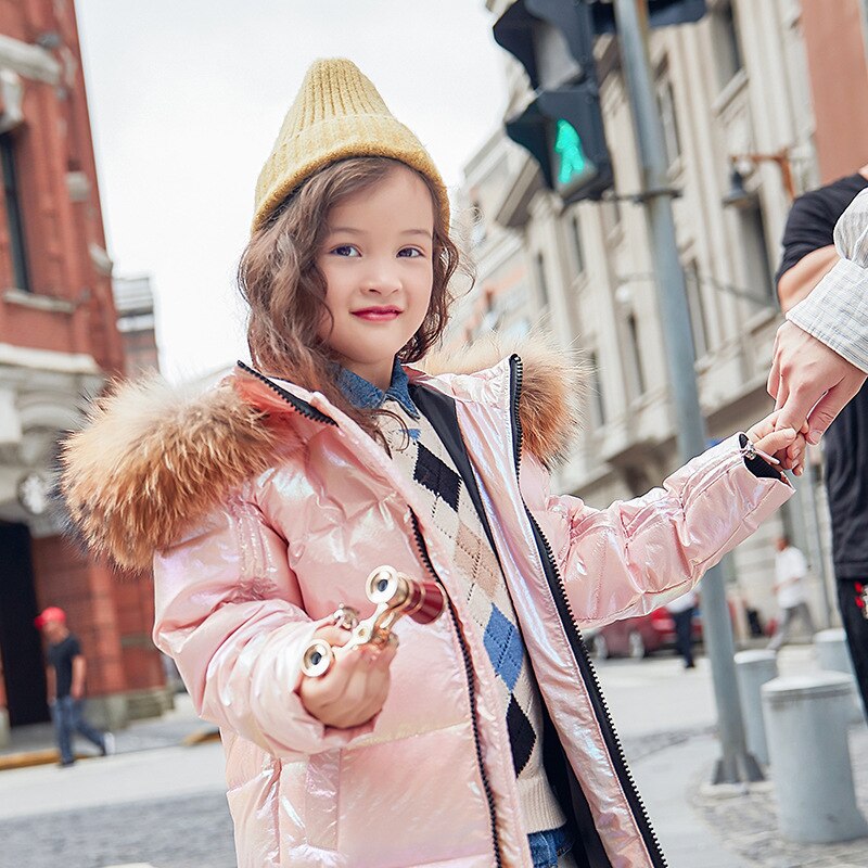 de fille doudoune chaude enfant vers le bas Parkas manteau fourrure enfant adolescent épaississement vêtements d'extérieur pour l'hiver froid: Rose / 9
