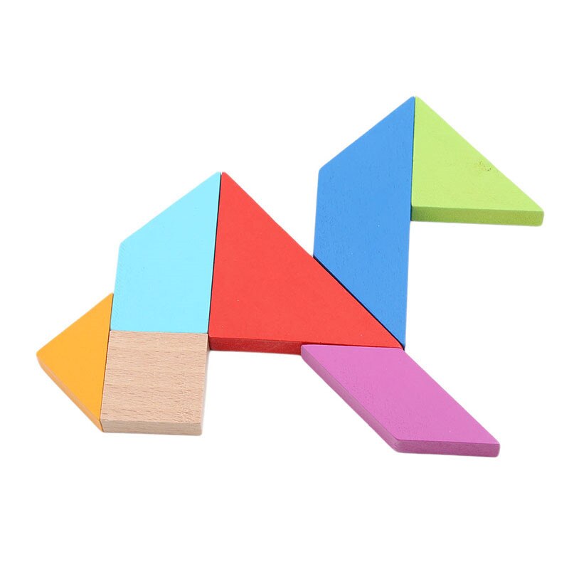Legpuzzel van 7 stukjes, kleurrijk houten tangram vierkant, iq-spel, hersenkraker, intelligent educatief speelgoed voor kinderen.