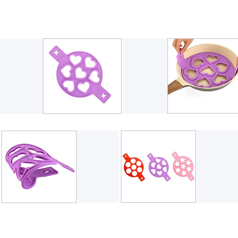 Silicone 7-hole Omelet Round Star Heart Pancake Mold Kitchen DIY Baking Gadgets