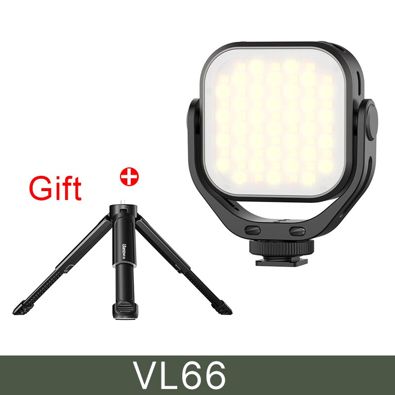 Vijim VL66 Led Video Licht Op Camera U-Stand En Softbox 360 ° Rotable Mini Oplaadbare CRI95 + 3200K-6500K Led Camera Licht Invullen: Black