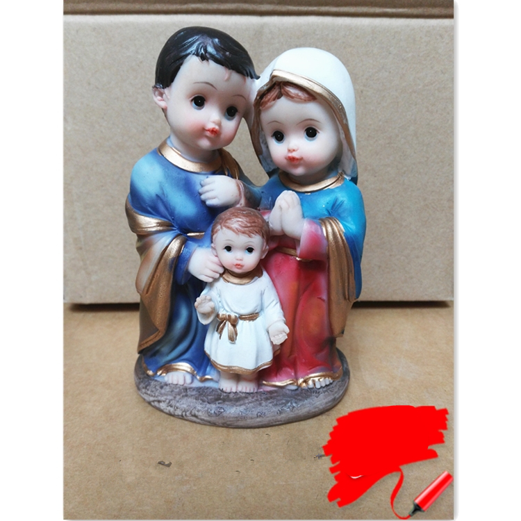 Religiös statyett helig familj staty jesus heliga hjärta staty välsignade jungfru maria staty: Färg 6