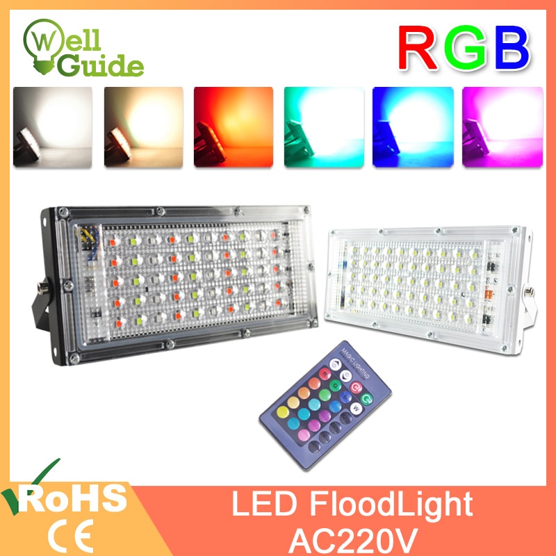 LED Flood Light 50W 100W RGB led Floodlight AC 220V 240V LED street Lamp waterproof IP65 outdoor Lighting led cob spotlight