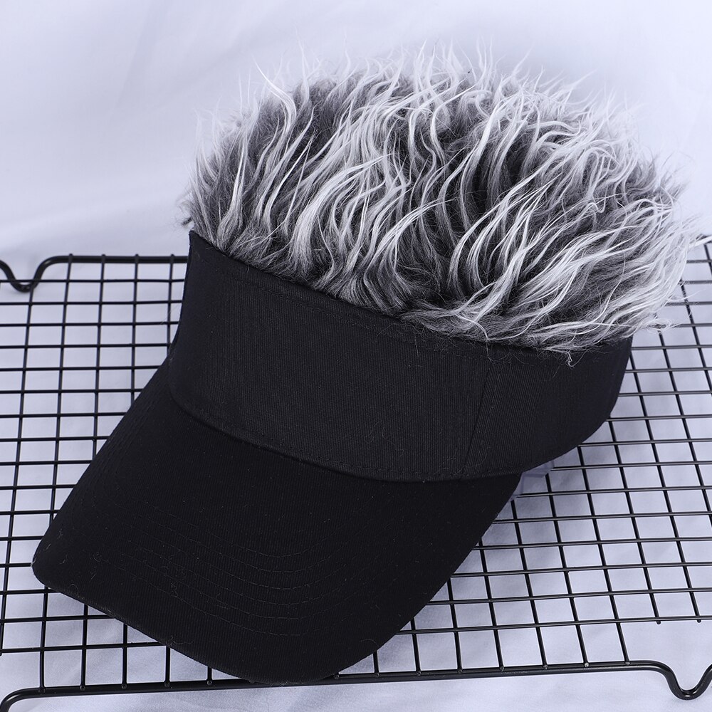 Baseball Cap With Spiked Hairs Wig Baseball Hat With Spiked Wigs Men Women Casual Concise Sunshade Adjustable Sun Visor: Gray