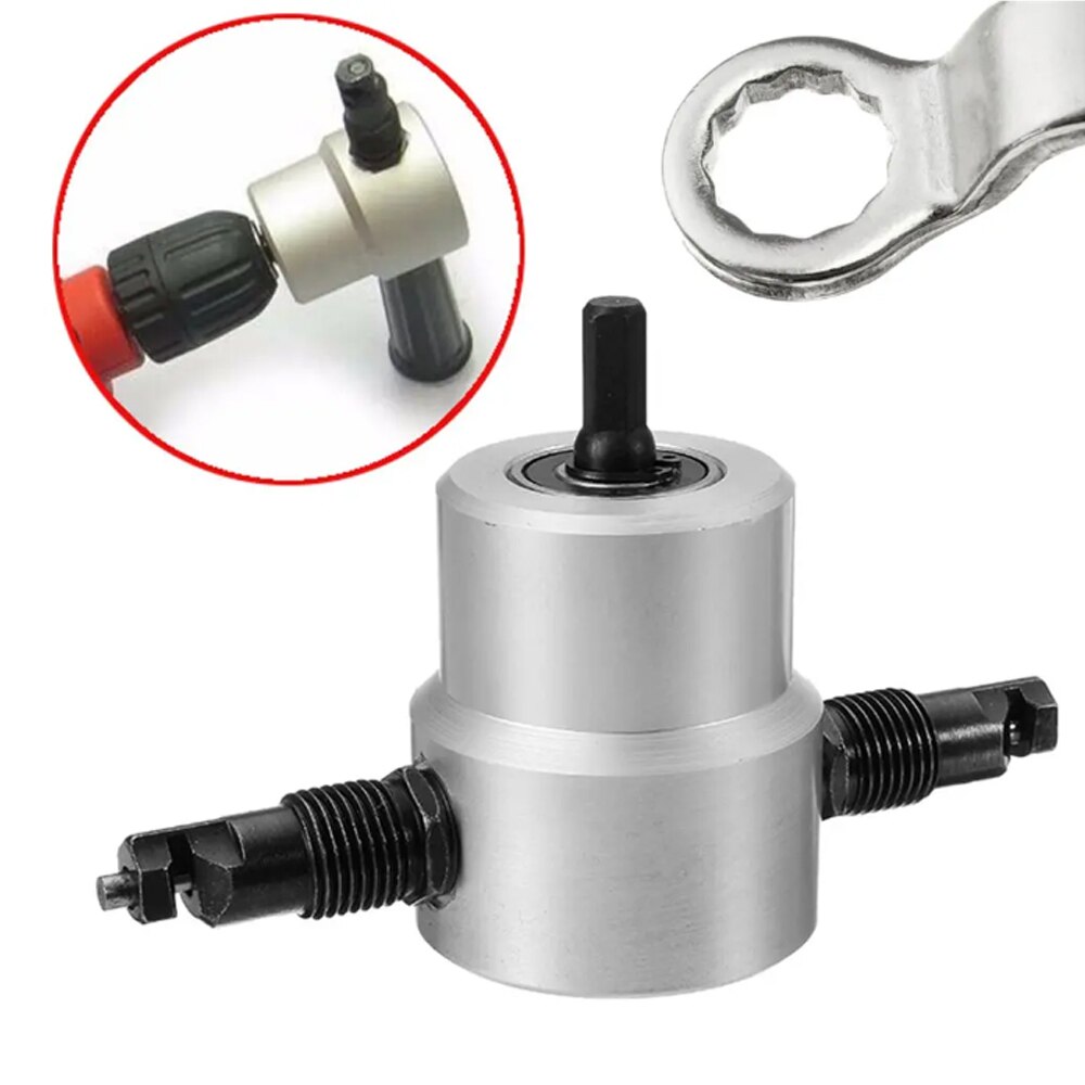 Nibble Metal Cutting Double Head Sheet Nibbler Saw Cutter Tool Drill Attachment Free Cutting Tool Nibbler Sheet Metal Cutter