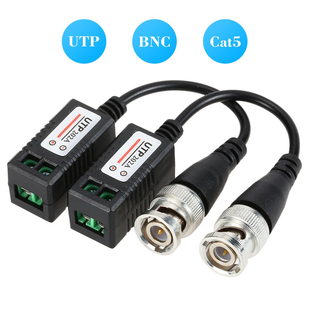 2pcs High Definition AHD HD CVI HDTVI BNC To UTP Cat5 Video Balun Passive Transceivers Adapter Transmitter 300m LCC ESCAM 202A