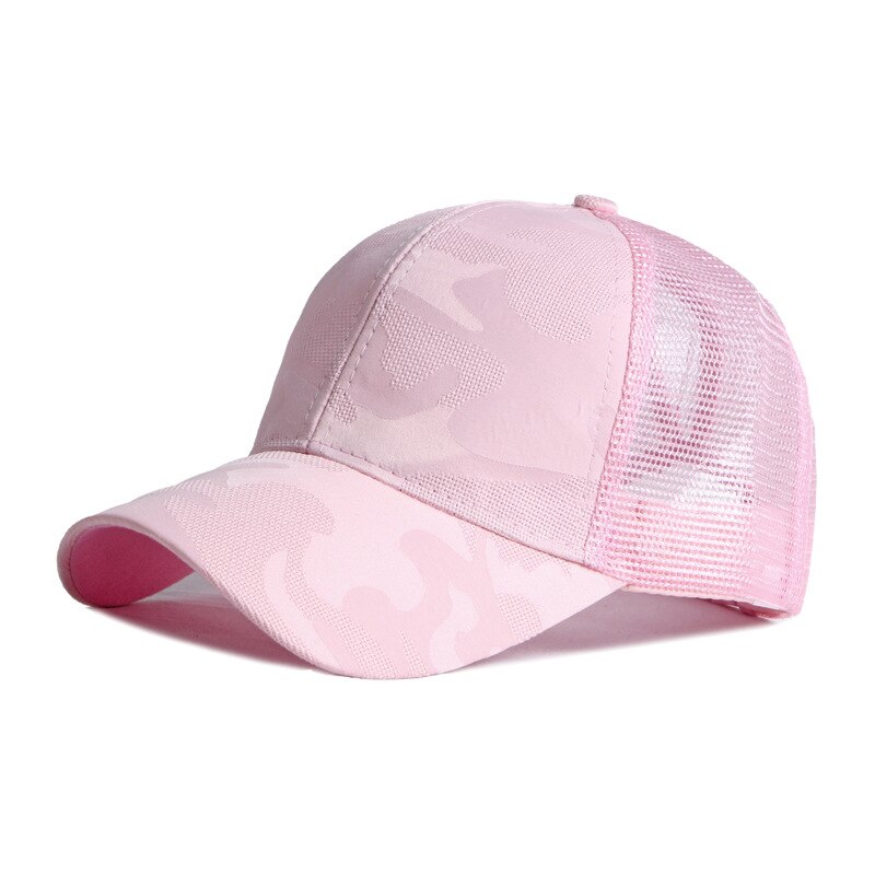 Casquette de Baseball, Camouflage à la pour femmes, chapeau d'été décontracté, filet de soleil, noir, blanc, rose, casquettes de camionneur, casquette de plage en maille respirante: Pink