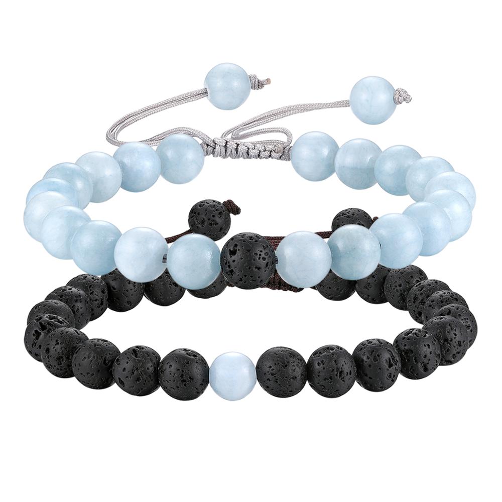 BONISKISS Paare Abstand Armbinde Hand-gewebte Perlen Paar Armbinde für Männer Frauen Einstellbare Charme Strang Schmuck