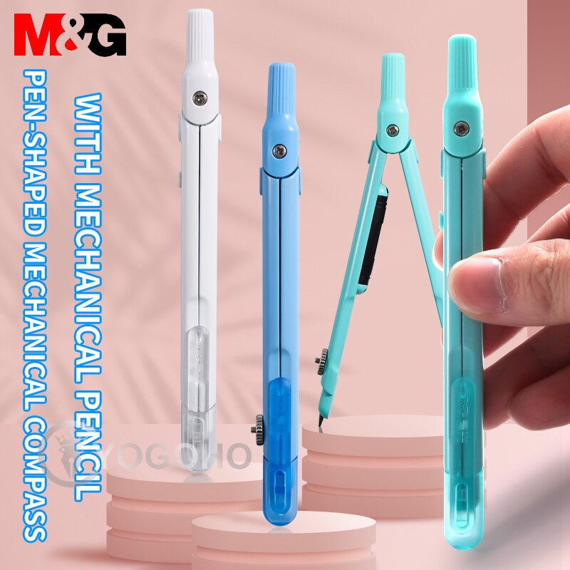 M&amp;G Pen-shape Metal Compass Geometry Set with Mechanical Pencil Precision Compass Lock Math Durable for School and Plane Precis