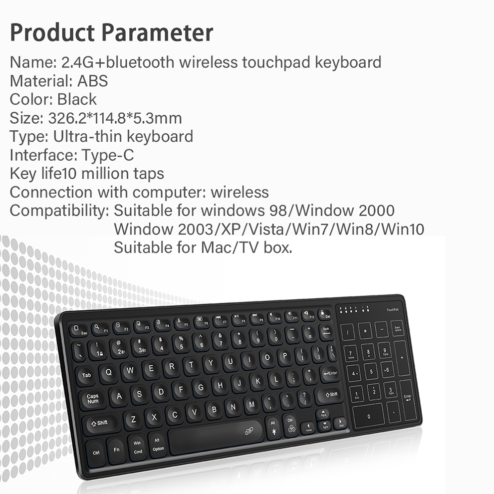 Backlight Bluetooth Draadloos Toetsenbord Met Touchpad Ergonomisch Toetsenbord Voor Android Windows Desktop Pc Tv Box 78 Toetsen