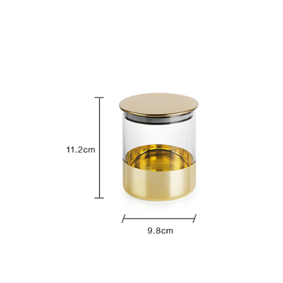 Gyllene glas förseglade burkar kök förvaring förvaringsburkar matbehållare burkar matorganisator diverse spannmålsorganisator: 650ml guld