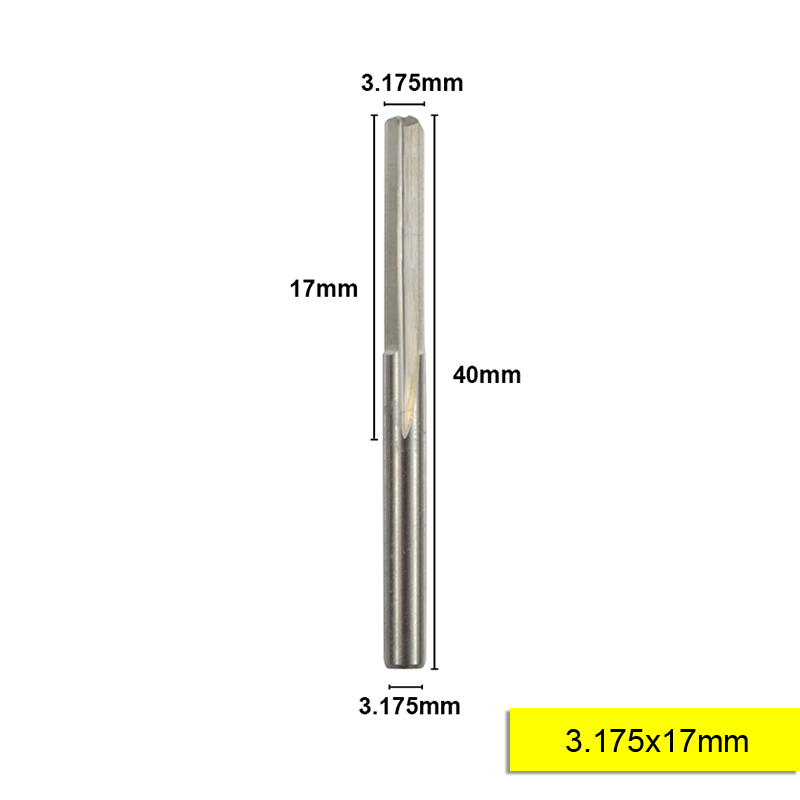 XCAN 10 pièces 3.175 tige 2 cannelure droite fente carbure fraise 12-32mm pour bois MDF plastique fraisage gravure: 10pcs 3.175x17mm