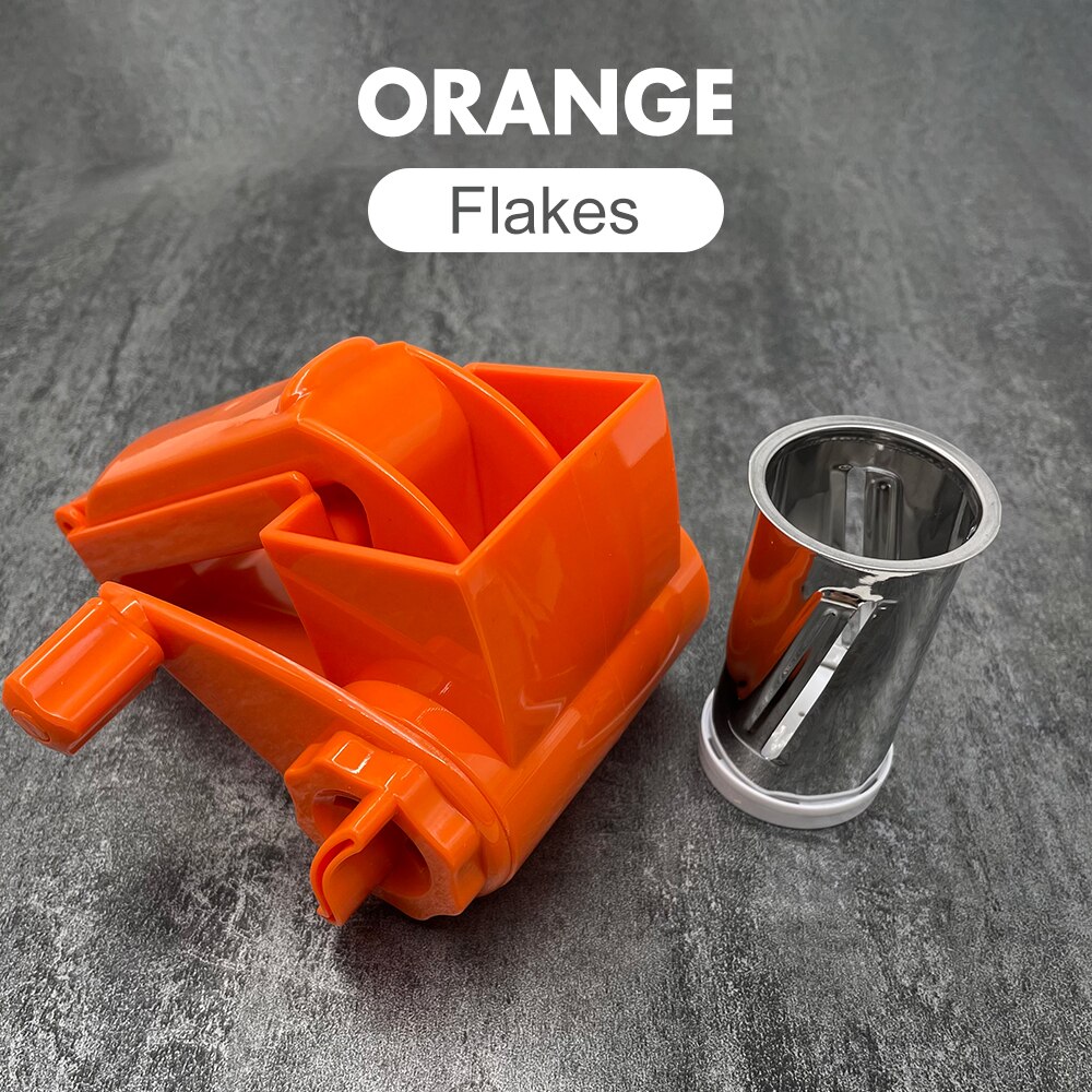 Stainless Steel Rotary Cheese Grater Gadgets for Kitchen Cheese Slicer Machine Wire Oiler for Butter Box Dish Chocolate Shredder: ORANGE-3