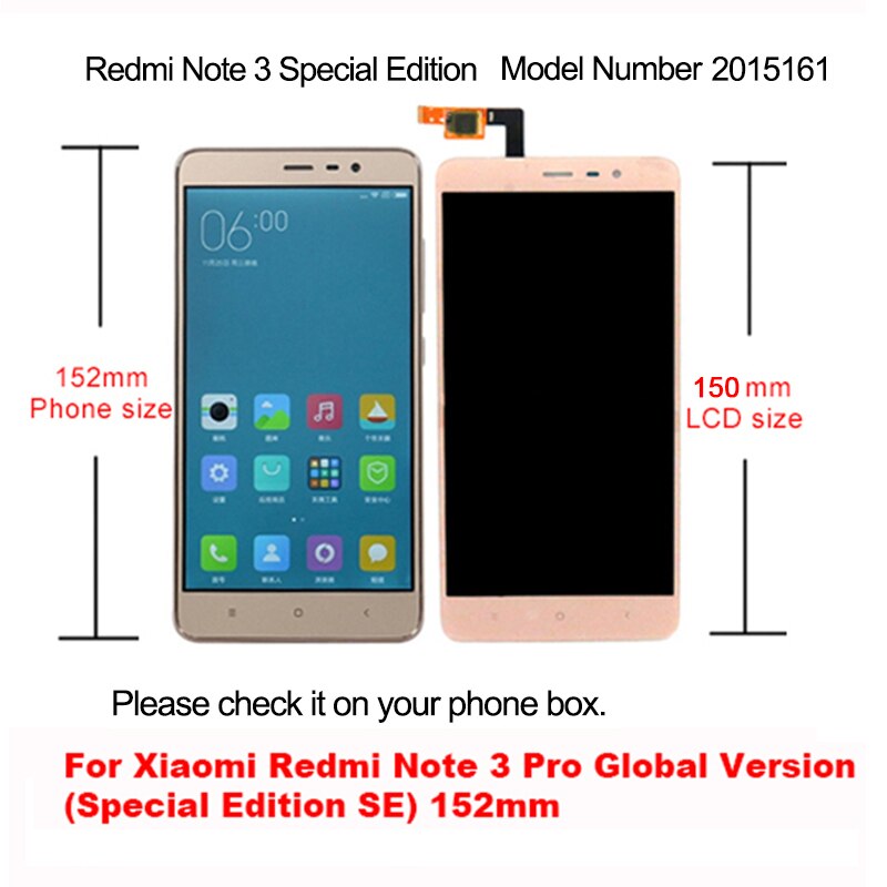 Voor Xiaomi Redmi Note 3 Se Speciale Editie Lcd-scherm Touch Screen Assembly Voor Redmi Note 3 Pro Kate Display montage 152Mm