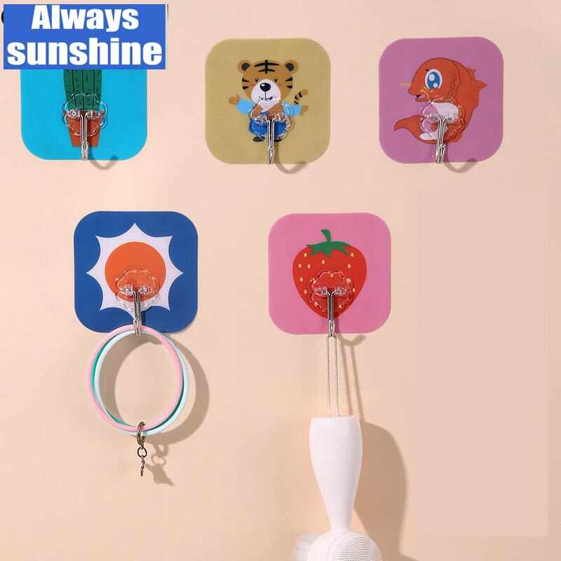 Adhesive Hooks, Reusable Utility Hooks Heavy Duty 13LB Wall Hooks Transparent Seamless Hooks Waterproof and Oil Proof