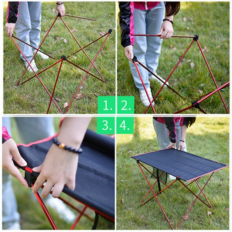 VILEAD Portable Camping Table 57*42*38 cm 6061 Aluminium Folding Durable Tourist BBQ Outdoor Hiking Beach Waterproof Table