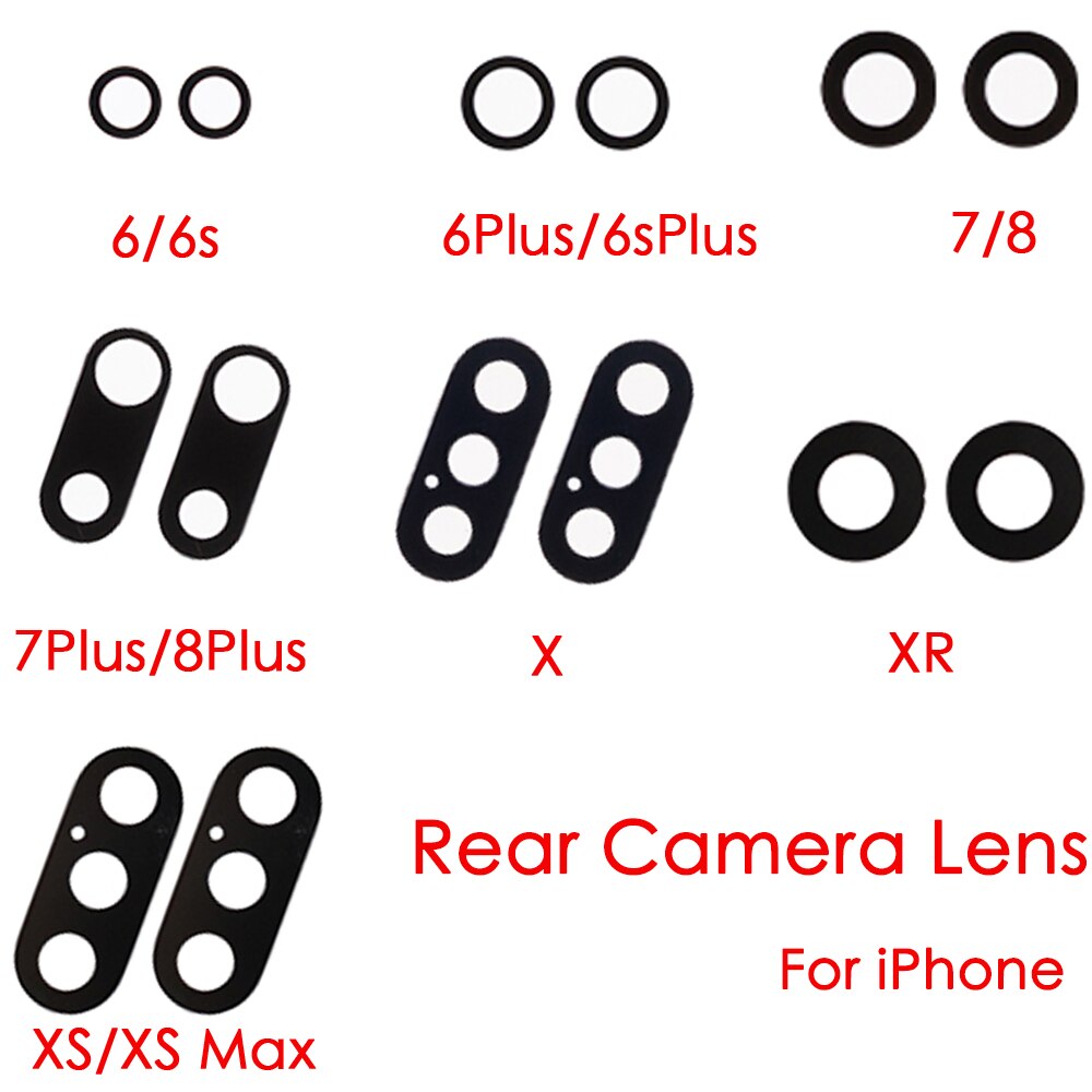 2 Stks/set Achteruitrijcamera Glas Lens Cover Vervanging Voor Iphone 6 6S 6Plus 6Splus 7 7Plus 8 8 Plus X Xr Xs Xs Max