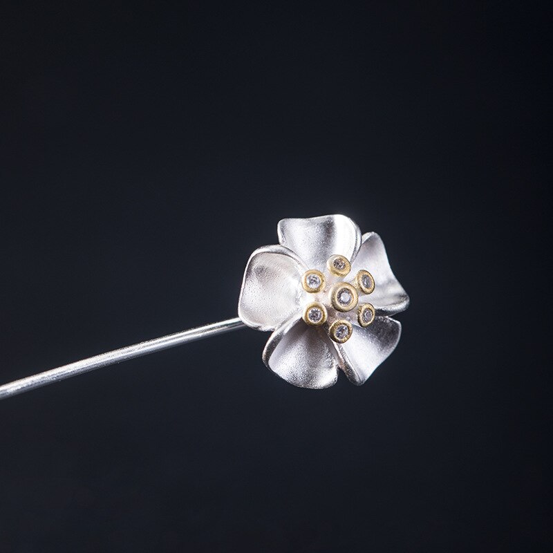 100% S925 Sterling Zilver Eenvoudige Bloem Broche Vrouwelijke Temperament Royale Jurk Pak Trui Met Diamant Cz Bloem Broche