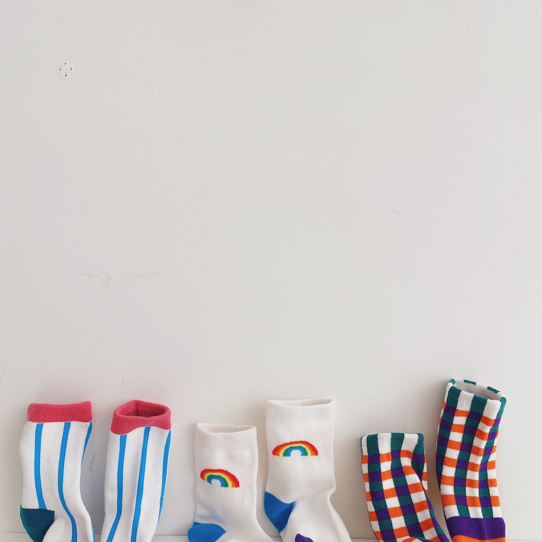 2020 niemowlę rzeczy Dzieci niemowlę dziewczynka tęcza skarpetki niemowlę nowonarodzone maluch chłopcy dziewczęta środkowe skarpetki Bebes modny nadruk bawełniane skarpetki