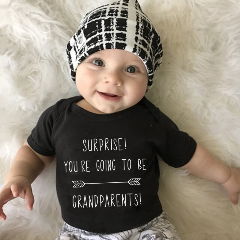 U gaat Worden Grootouders Grappige Brief Afdrukken Baby Onesie Zwangerschap Aankondiging Onesie Kleding Baby Jongens Meisjes Bodysuit: Black / 3M