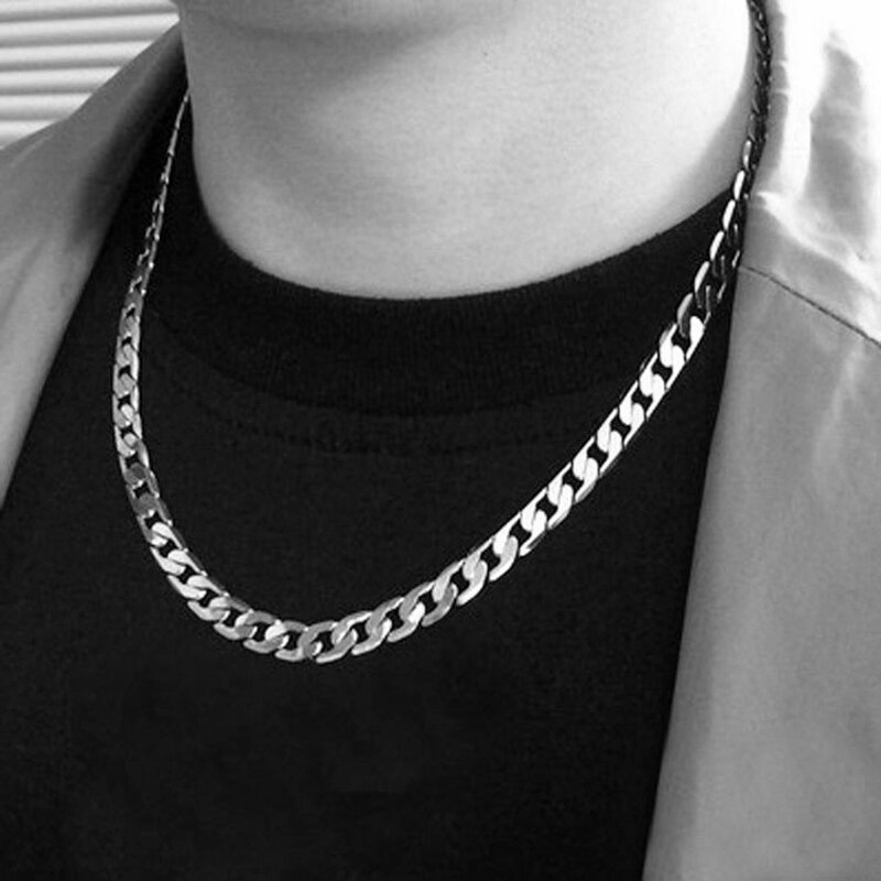 hip hop stainless steel silver necklace collar silver snake chain jewelry chain width optional size necklace