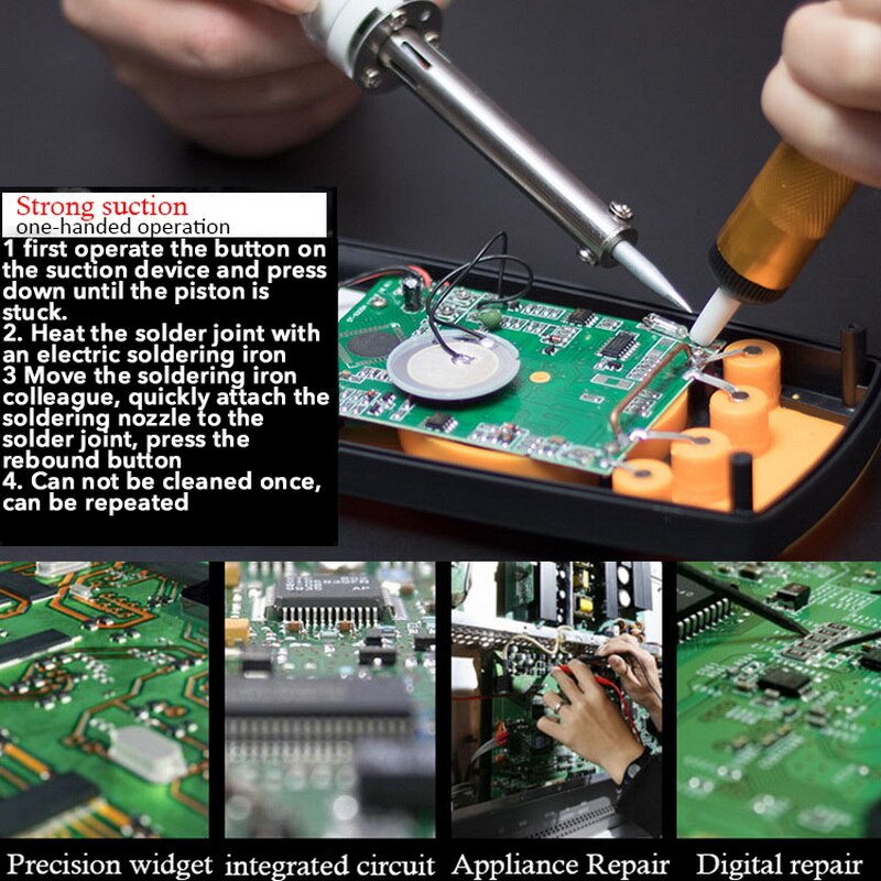 1Pcs Semi Aluminium Metal Desoldering Pump Tool Iron Desolder Hand Welding Tools Blue Durable Removal Device Vacuum Soldering