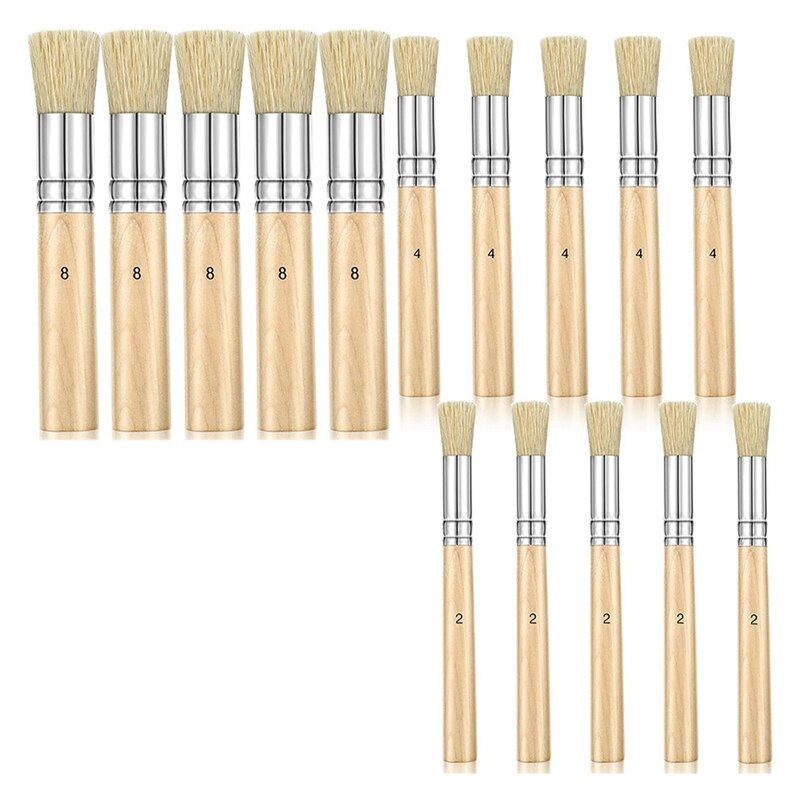 15 Pieces Wooden Stencil Brushes Stencil Brushes Painting Brushes Wooden Handle Painting Stencil Brushes: Default Title