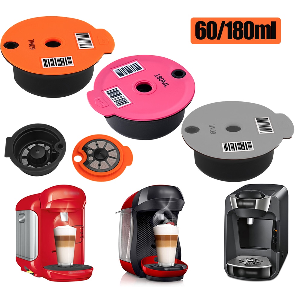 Kaffee Kapsel Tasse für Bosch-s Tassimo wiederverwendbar Plastik Filter Korb Schote Kaffee Maschine Haushalt Küche Spielereien 60/180ml