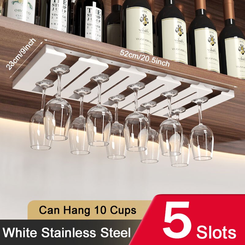 Stainless Steel Wine Rack Wine Glass Rack Wall Mount Holder Goblet Coffee Cup Hanging Rack Home Kitchen Bar Accessories: W5
