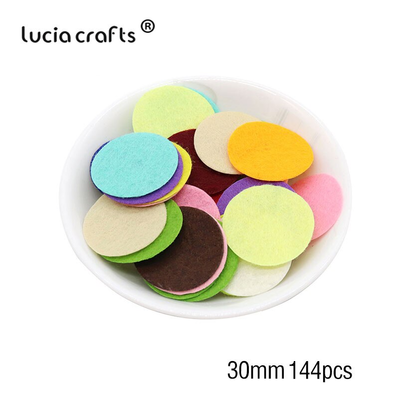 Lucia håndværk rund filt stofpuder tilbehør pletter cirkel filt puder, stof blomster tilbehør  b0408: 30mm 144 stk