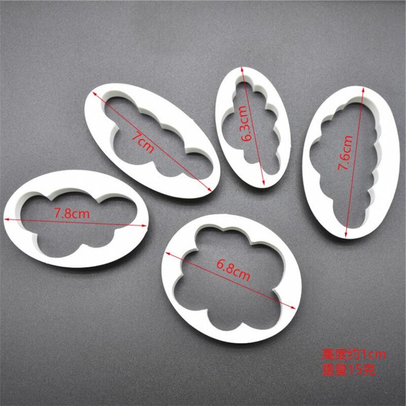 5 Stks/set Fondant Cutter Cloud Plastic Cake Cookie Biscuit Cutter Fondant Mold Fondant Cake Decorating Gereedschap Suiker Ambachtelijke: Default Title