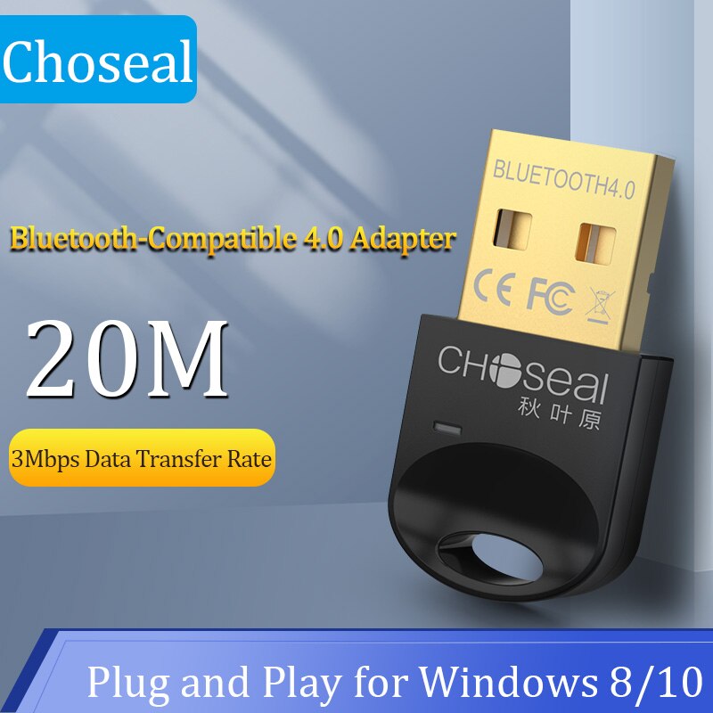 Choseal USB Adapter Bluetooth-compatible for PC 4.0 Dongle Receiver For Windows 10/8.1/8/7/XP for Desktop Laptop Mouse Keyboard