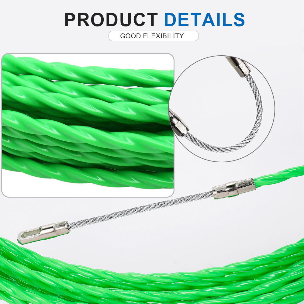 Extractor de Cable de 4mm, 5/10/15/20/25/30/40/50M, conducto de fibra de vidrio, cinta de pescar, Cable eléctrico, guía, dispositivo, herramienta de ayuda