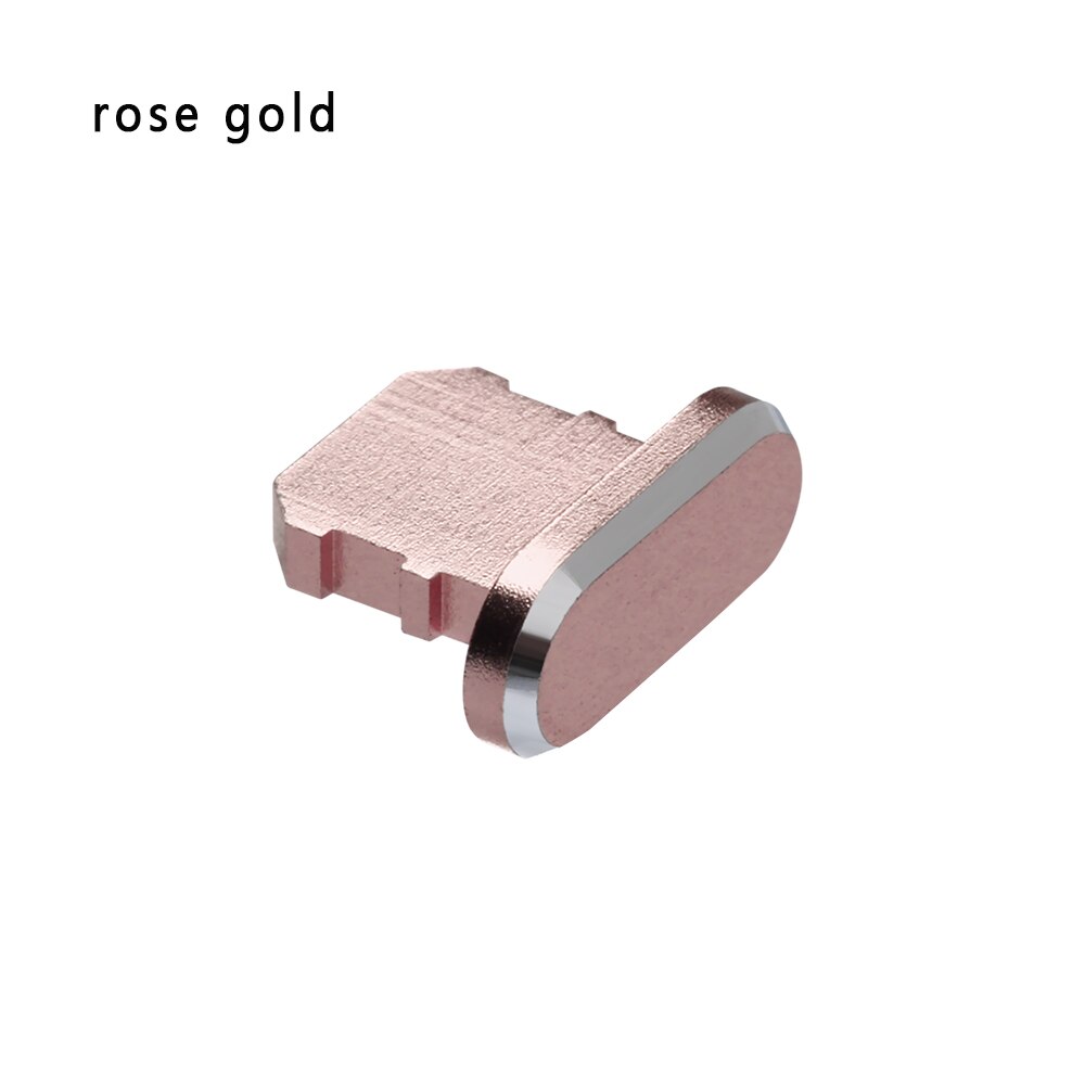 7 cores de metal anti poeira carregador doca plug tampa rolha capa para iphone 11 x xr max 8 7 6s mais acessórios do telefone celular: Rose Gold