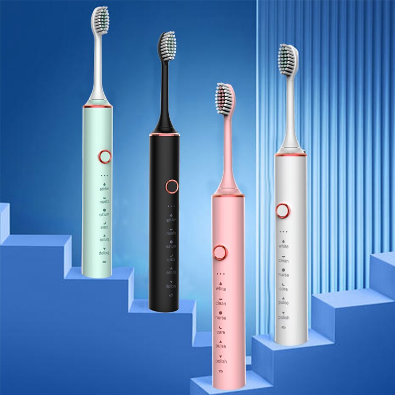 GeZhou-cepillo de dientes eléctrico sónico para niños, dispositivo de limpieza recargable IPX7, resistente al agua, 18 modos de viaje, 16 cabezales
