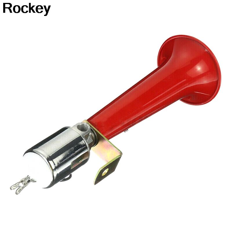 Zeer Luid Auto Luchthoorn 180DB Elektrische Enkele Trompet Marine Rvs Voor Boot Vrachtwagen Vrachtwagen Accessoires 12V 24V Rood