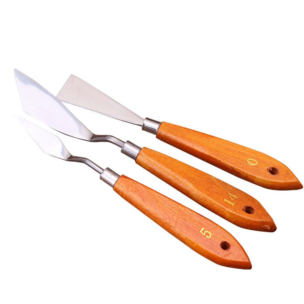 3pcs Reusable Mixed Painting Scraper Set Art Tools Palette Stainless Steel Spatula Sculpt Teaching Activity School Multipurpose