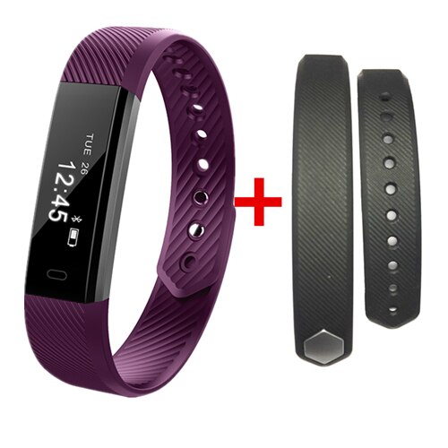 ID115 Banda Intelligente Contapassi Braccialetto Fitness SmartBand Allarme Orologio di Vibrazione Wristband pk ID107 fit bit miband2 Orologio Cuore: purple add strap