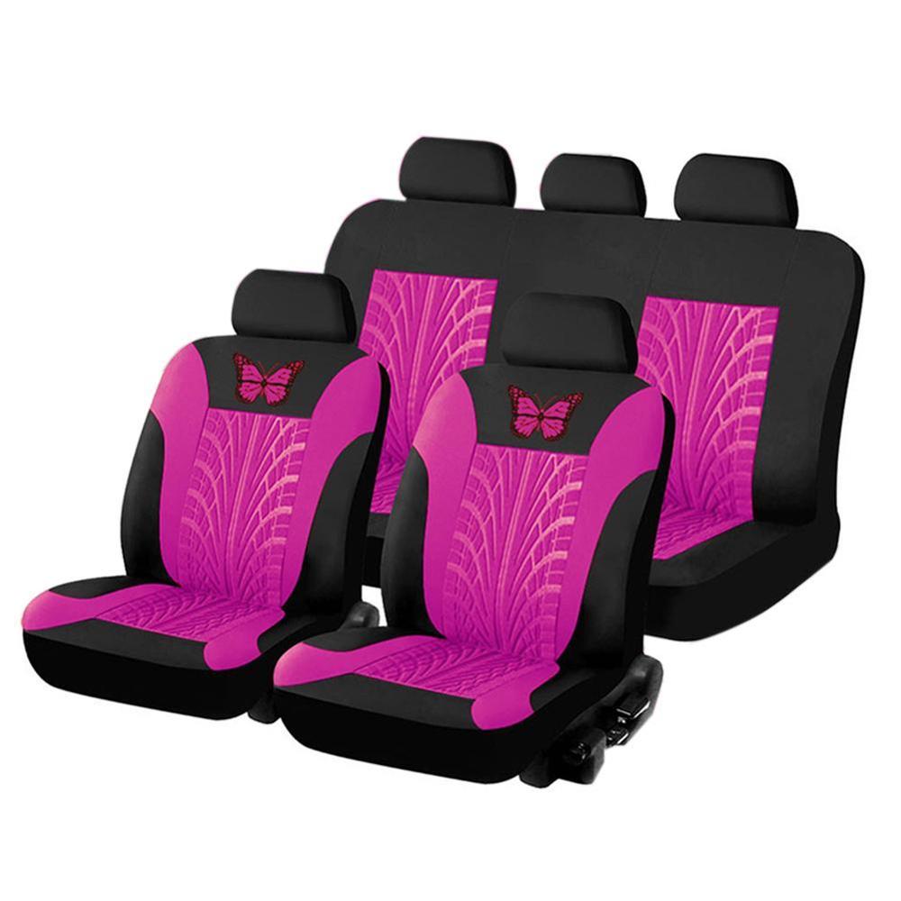 Brand Embroidery Car Seat Covers Set Universal Fit Most Cars Covers with Tire Track Detail Styling Car Seat Protector Car Seat: F