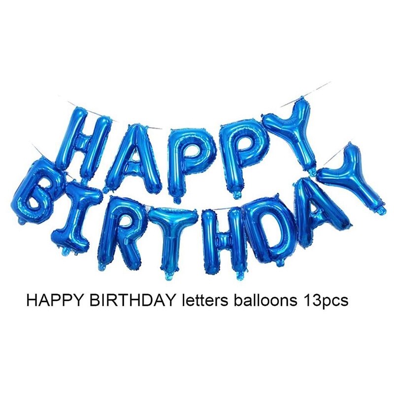 "tillykke med fødselsdagen" brev balloner kit aluminiumsfolie balloner fest dekoration til piger drenge-blå