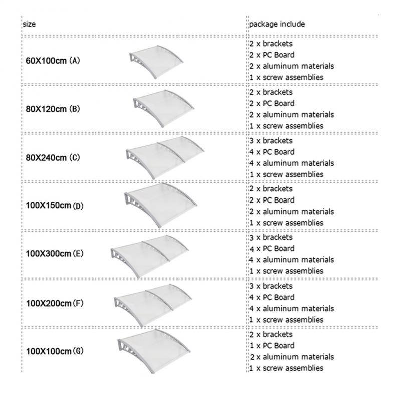 Abri soleil Anti UV ultra-léger parasol 7 tailles porte fenêtre auvent Gazebos mobilier d'extérieur auvent pluie abri ombre couverture HWC