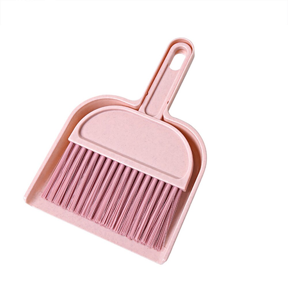 Mini de madera Escritorio de barrido cepillo limpieza pequeño escoba recogedor conjunto escoba hilder cubierta escoba cepillo barrer Balai Vassoura fácil L * 5: Rosa