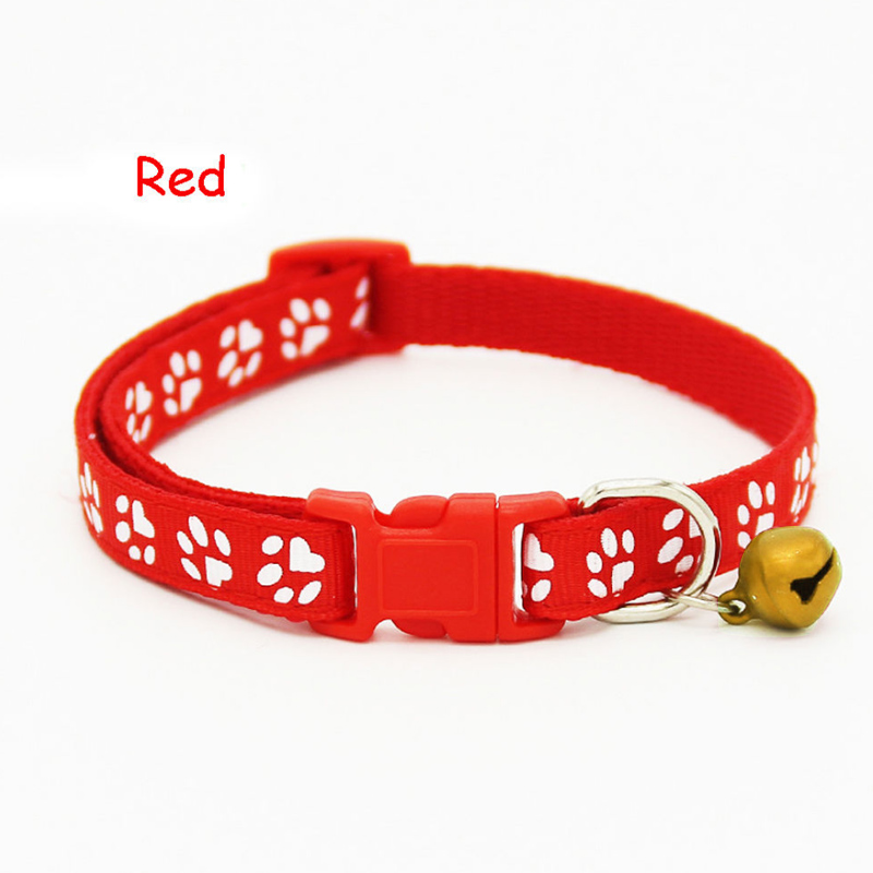 Collier pour animal de compagnie en tissu Nylon avec cloche, joli empreinte digitale, chaîne pour chaton, chiot, chien ou chat: Red