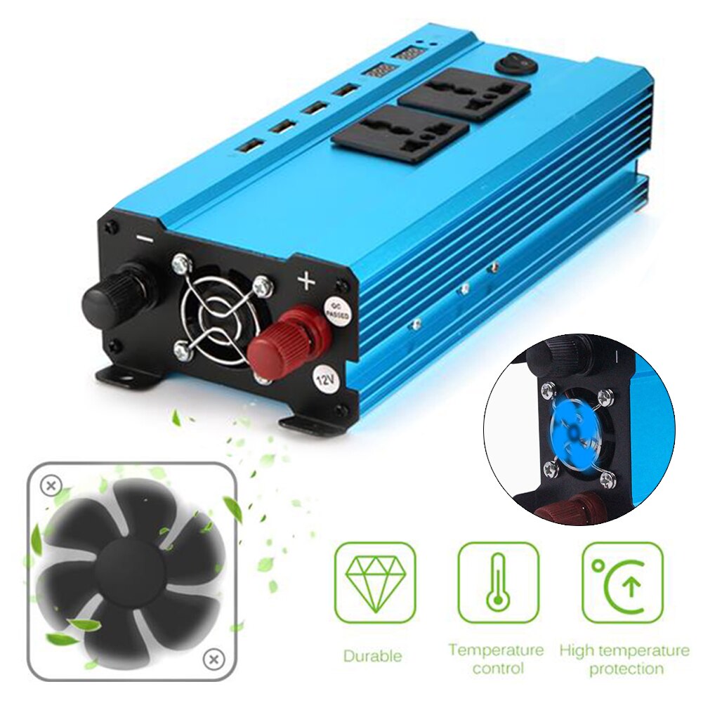 1200W Digitale Display Auto Omvormer Lader Dc Naar Ac Converter Met 4 Usb Automobiel Elektrische Accessoires