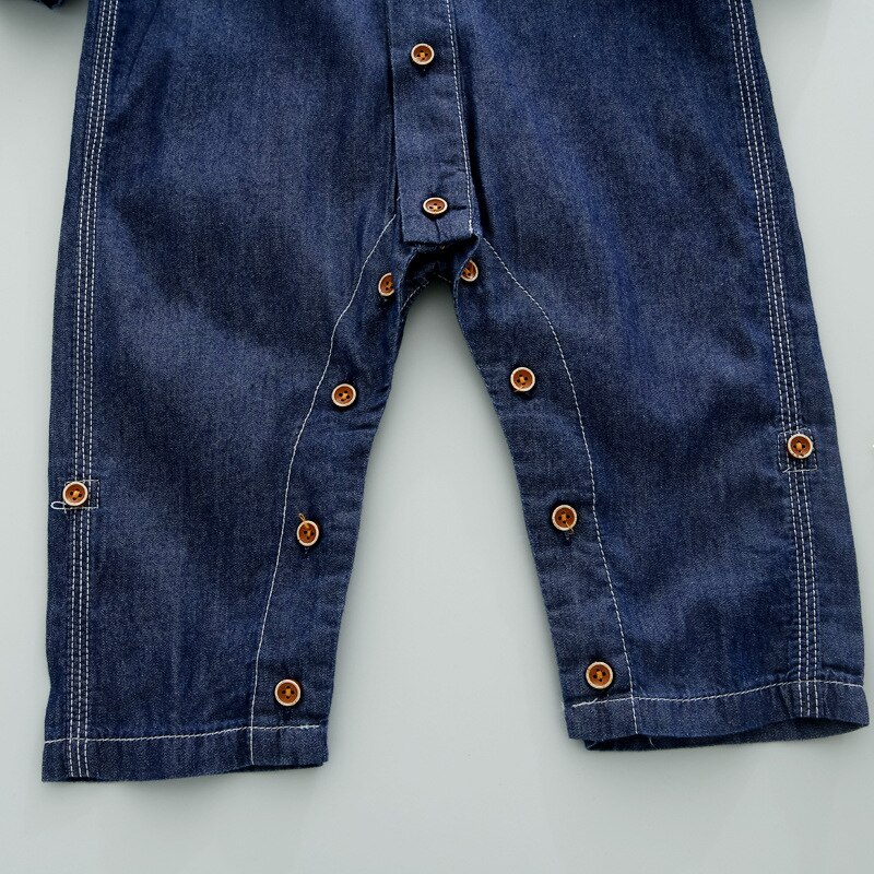 Kids Jean Overalls Girl Denim Jumpsuit Blue Girls Clothing long Sleeve Single-Breasted Side Pockets boys Casual Denim Overalls