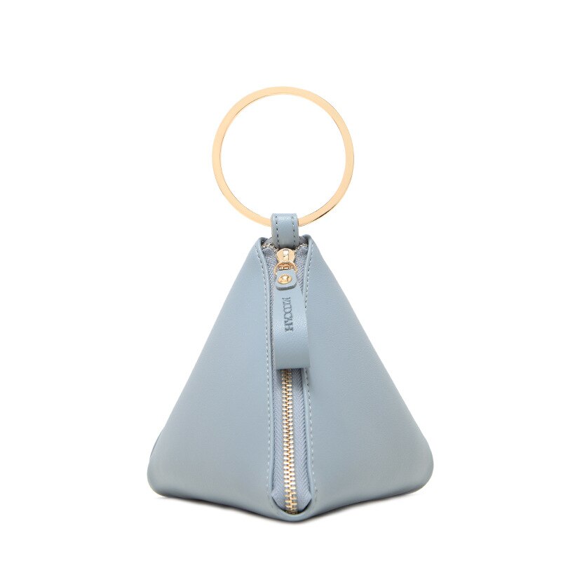 Kvinder læder håndtasker metal runde håndtag afslappet trekant dumplings poser: Himmelblå