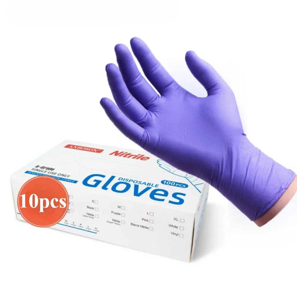 Nitril-Einweghandschuhe, schwarz, 10 Stück, latexpuderfreie Handschuhe, Industriequalität, Kochen, Arbeiten, Reinigen, Haarfärbehandschuhe: M / Blau