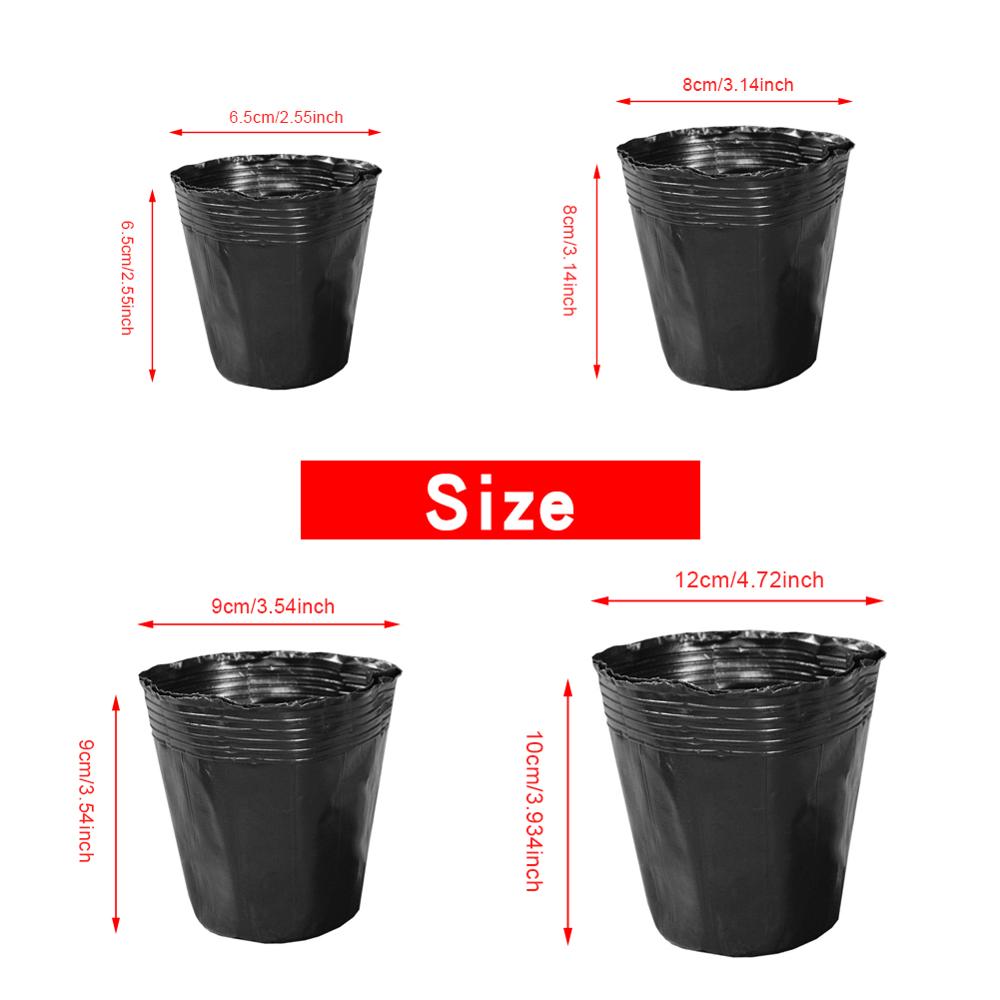 Redondo nutricional preto plástico berçário potes mudas plantas potes jardim para casa transplante vasos de plantas 100 pces